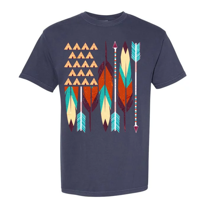 Native American Flag Feathers and Arrows Garment-Dyed Heavyweight T-Shirt