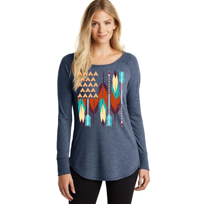 Native American Flag Feathers and Arrows Women's Perfect Tri Tunic Long Sleeve Shirt