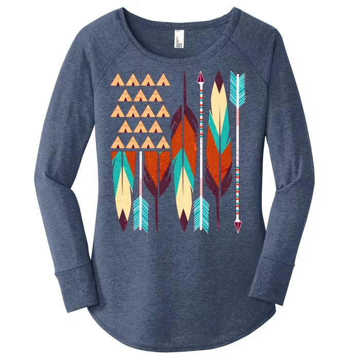 Native American Flag Feathers and Arrows Women's Perfect Tri Tunic Long Sleeve Shirt