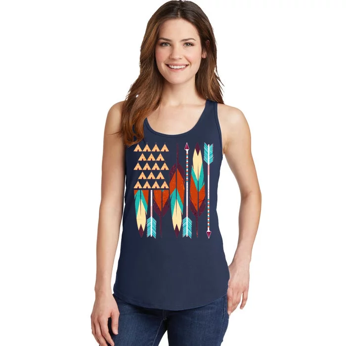 Native American Flag Feathers and Arrows Ladies Essential Tank