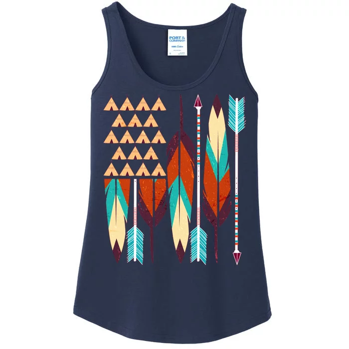 Native American Flag Feathers and Arrows Ladies Essential Tank