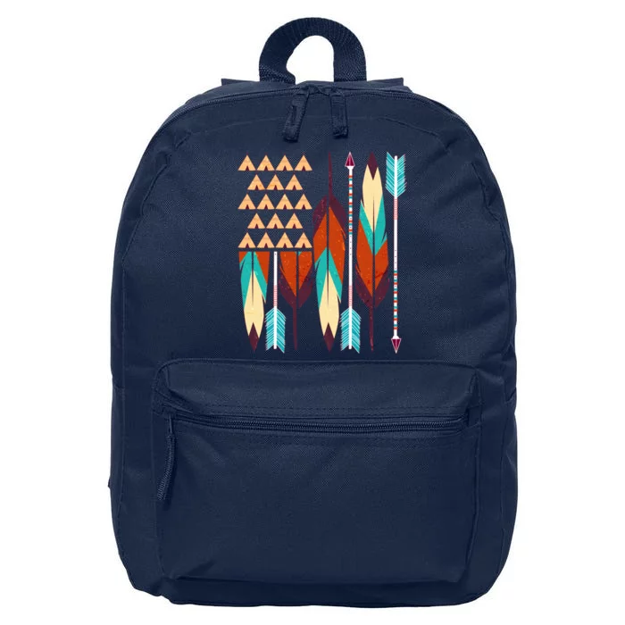 Native American Flag Feathers and Arrows 16 in Basic Backpack