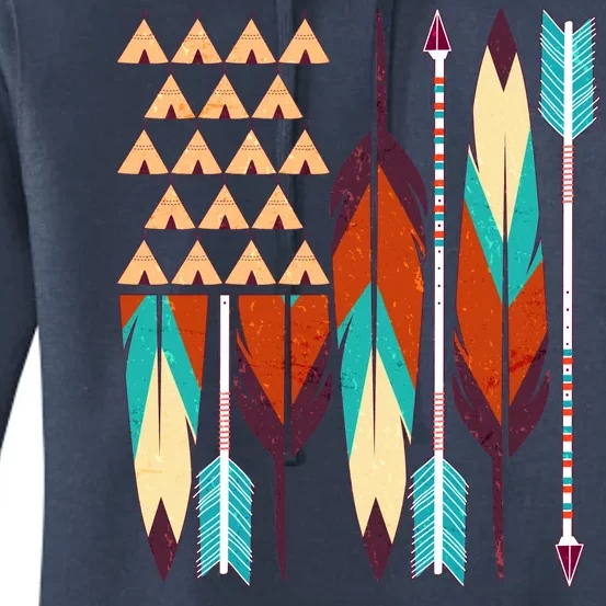 Native American Flag Feathers and Arrows Women's Pullover Hoodie