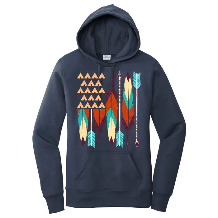 Native American Flag Feathers and Arrows Women's Pullover Hoodie