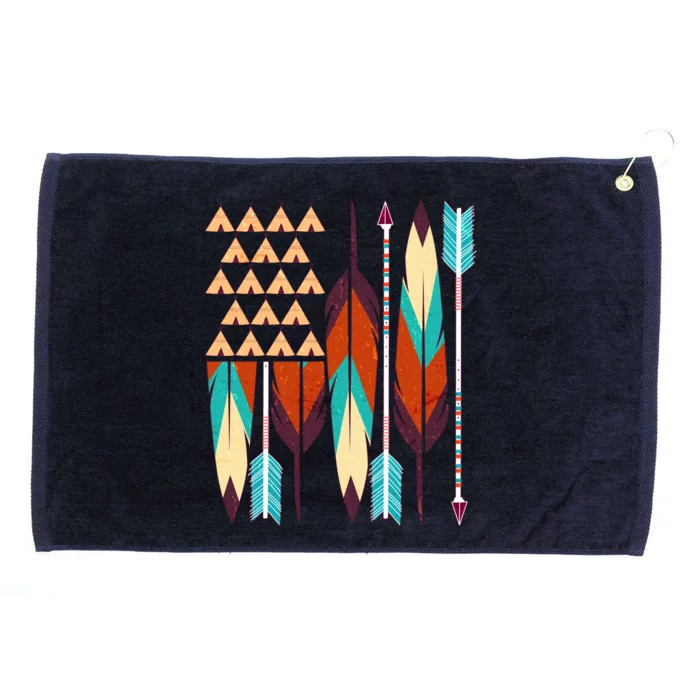 Native American Flag Feathers and Arrows Grommeted Golf Towel