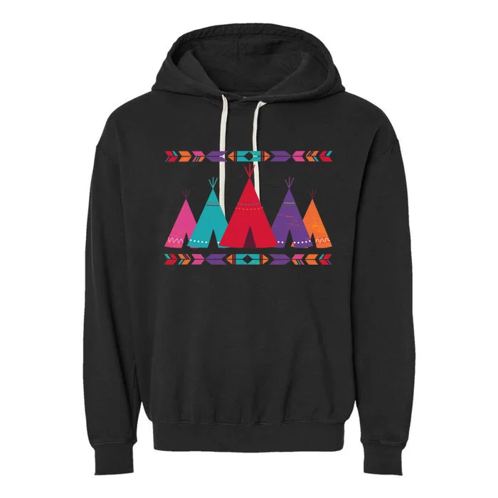 Native American Teepee Pattern Garment-Dyed Fleece Hoodie