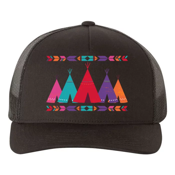 Native American Teepee Pattern Yupoong Adult 5-Panel Trucker Hat