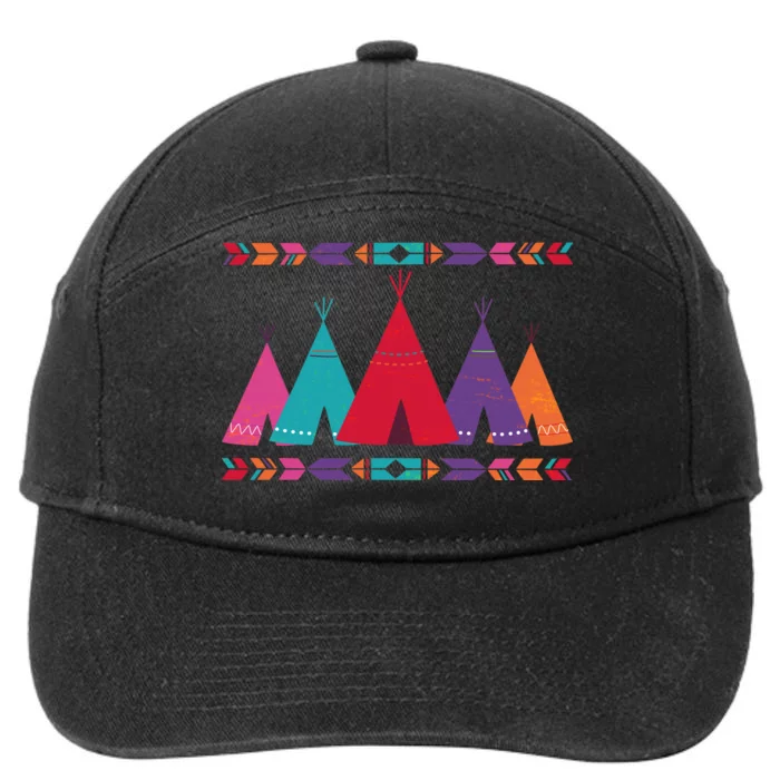 Native American Teepee Pattern 7-Panel Snapback Hat