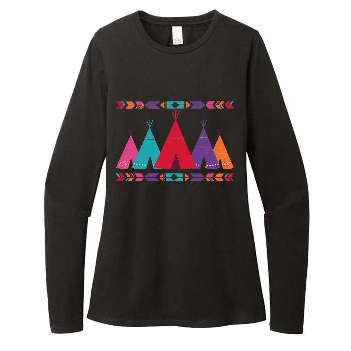 Native American Teepee Pattern Womens CVC Long Sleeve Shirt