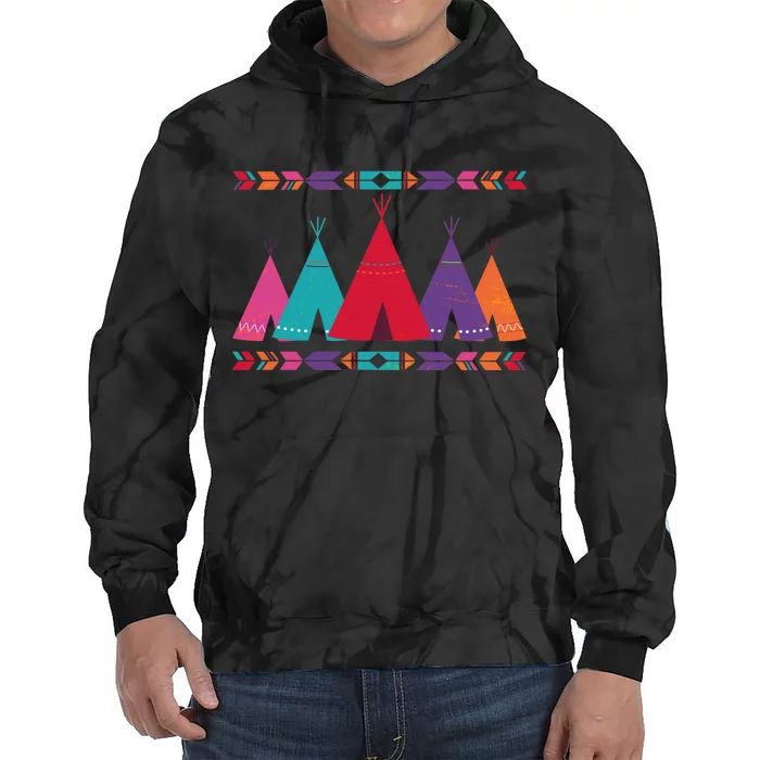 Native American Teepee Pattern Tie Dye Hoodie