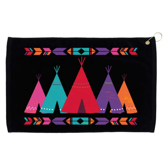 Native American Teepee Pattern Grommeted Golf Towel