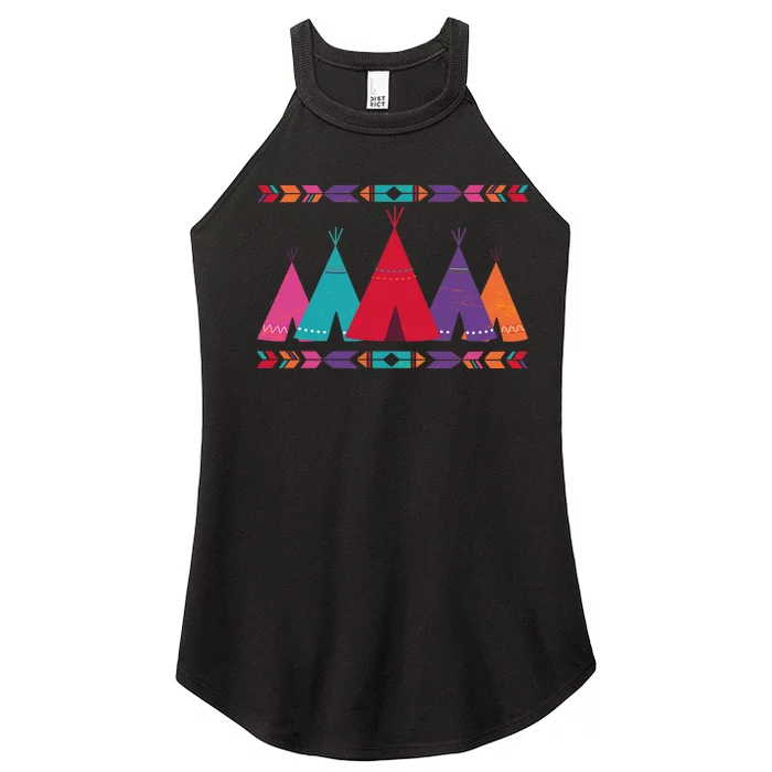 Native American Teepee Pattern Women’s Perfect Tri Rocker Tank