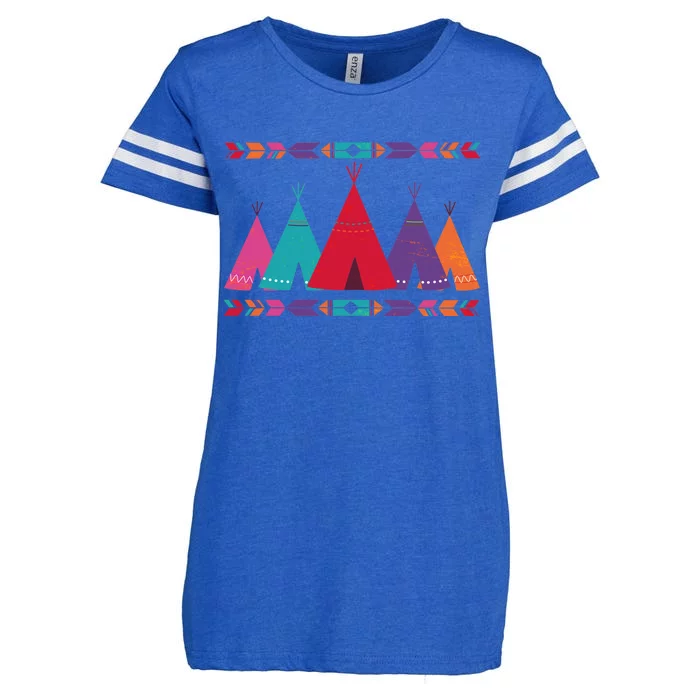 Native American Teepee Pattern Enza Ladies Jersey Football T-Shirt