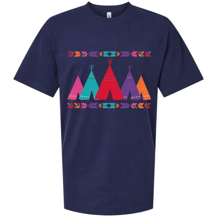 Native American Teepee Pattern Sueded Cloud Jersey T-Shirt