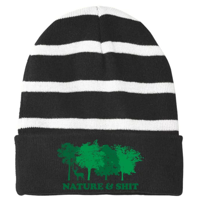 Nature And Shit Striped Beanie with Solid Band