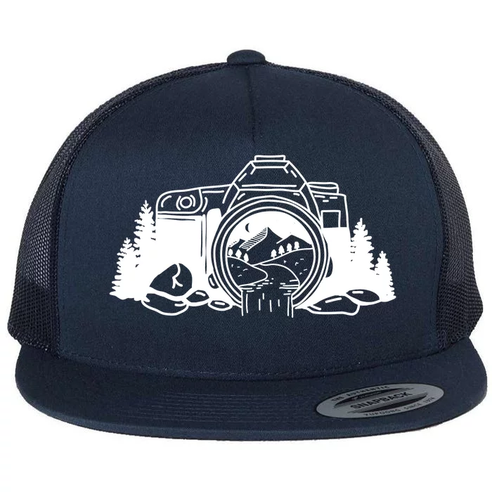 Nature Camera Waterfall Flat Bill Trucker Hat