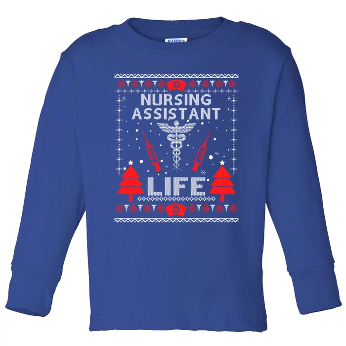 Nursing Assistant Ugly Christmas Sweaters Matching Group Gift Toddler Long Sleeve Shirt