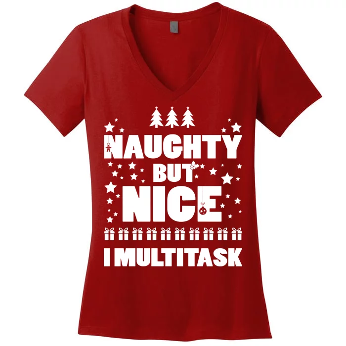 Naughty But Nice I Multitask Women's V-Neck T-Shirt