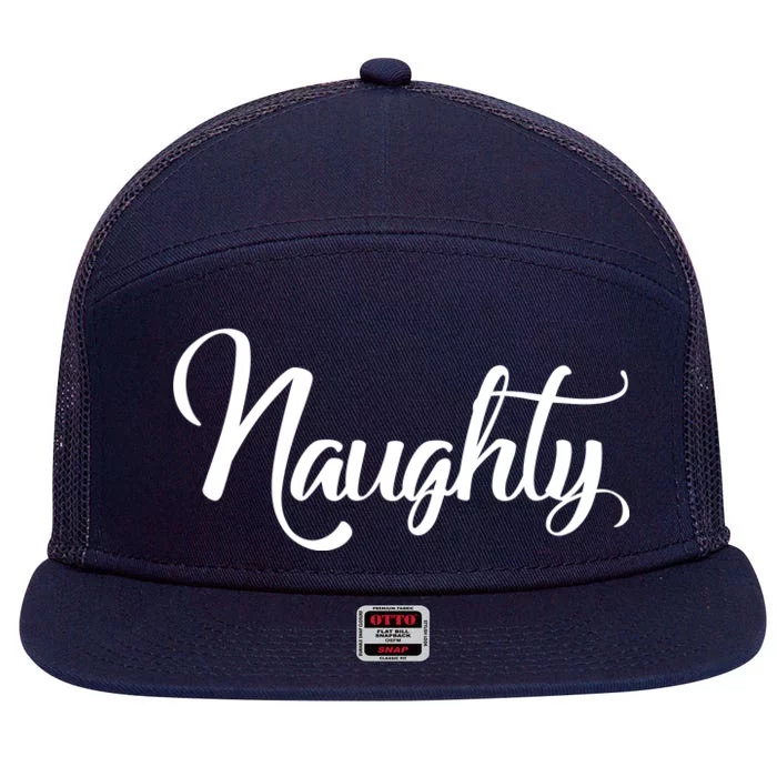 Naughty Christmas Couples Naughty and Nice 7 Panel Mesh Trucker Snapback Hat