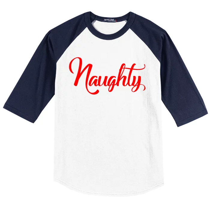 Naughty Christmas Couples Naughty and Nice Baseball Sleeve Shirt