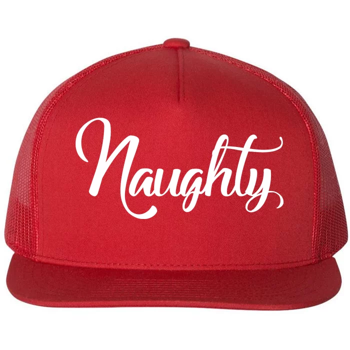 Naughty Christmas Couples Naughty and Nice Flat Bill Trucker Hat