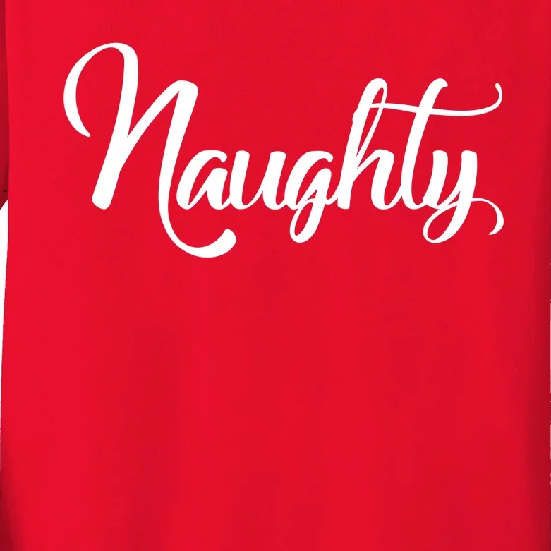 Naughty Christmas Couples Naughty and Nice Kids Long Sleeve Shirt