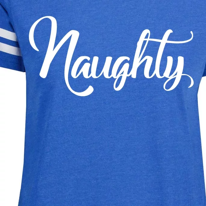 Naughty Christmas Couples Naughty and Nice Enza Ladies Jersey Football T-Shirt