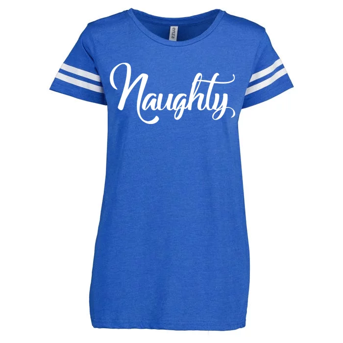 Naughty Christmas Couples Naughty and Nice Enza Ladies Jersey Football T-Shirt