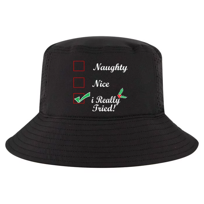 Naughty Nice I Really Tried Checklist Cool Comfort Performance Bucket Hat