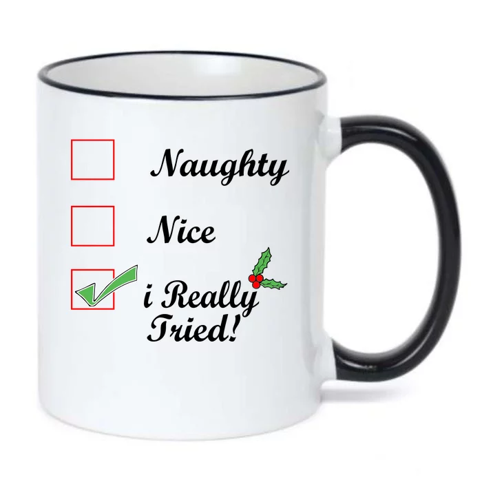 Naughty Nice I Really Tried Checklist Black Color Changing Mug