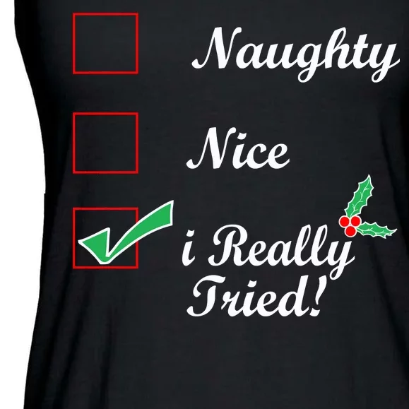 Naughty Nice I Really Tried Checklist Ladies Essential Flowy Tank