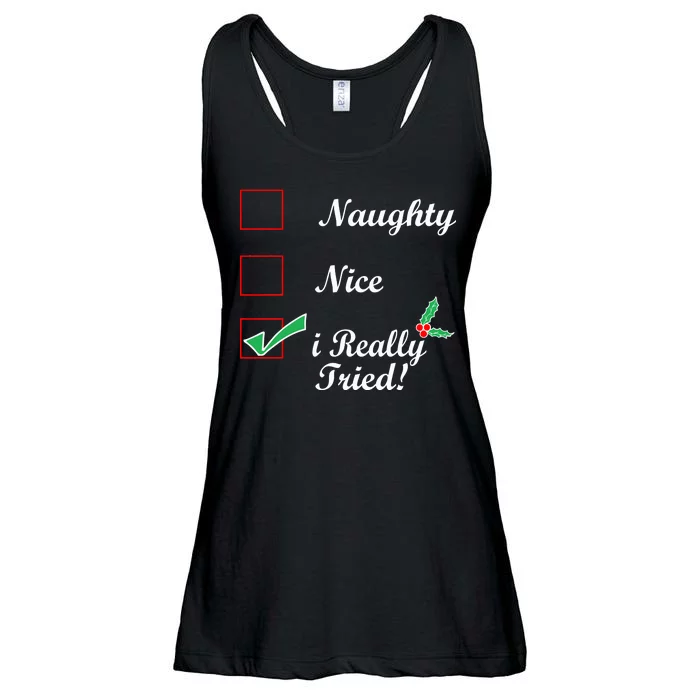 Naughty Nice I Really Tried Checklist Ladies Essential Flowy Tank