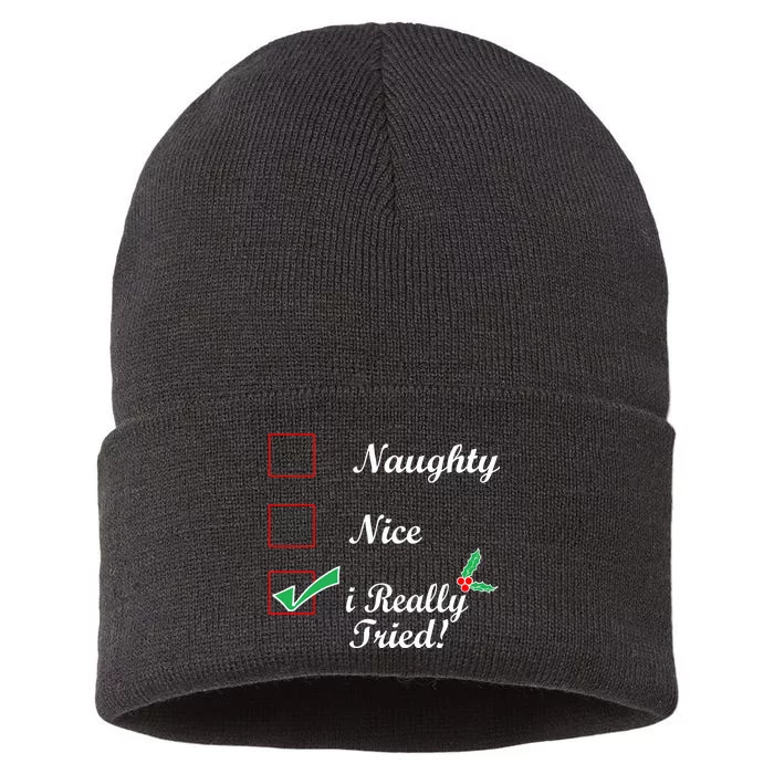 Naughty Nice I Really Tried Checklist Sustainable Knit Beanie