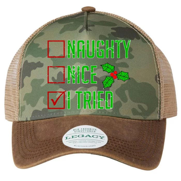 Naughty Nice I Tried Christmas Legacy Tie Dye Trucker Hat