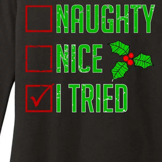 Naughty Nice I Tried Christmas Womens CVC Long Sleeve Shirt