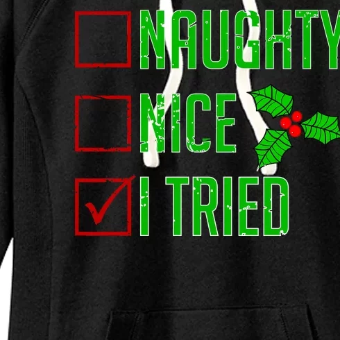 Naughty Nice I Tried Christmas Women's Fleece Hoodie