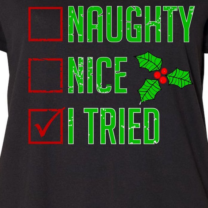 Naughty Nice I Tried Christmas Women's Plus Size T-Shirt