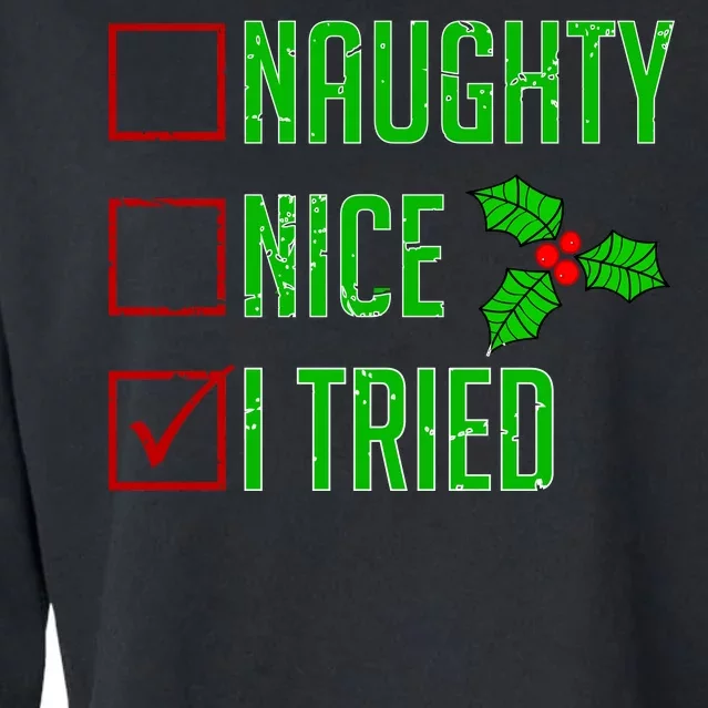 Naughty Nice I Tried Christmas Cropped Pullover Crew