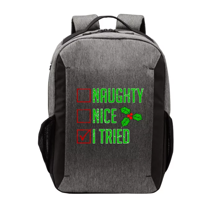 Naughty Nice I Tried Christmas Vector Backpack