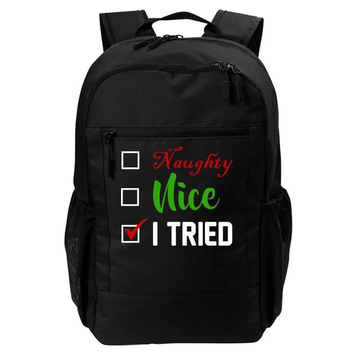 Naughty Nice I Tried Funny Xmas Daily Commute Backpack