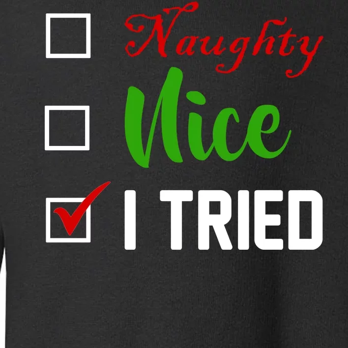 Naughty Nice I Tried Funny Xmas Toddler Sweatshirt