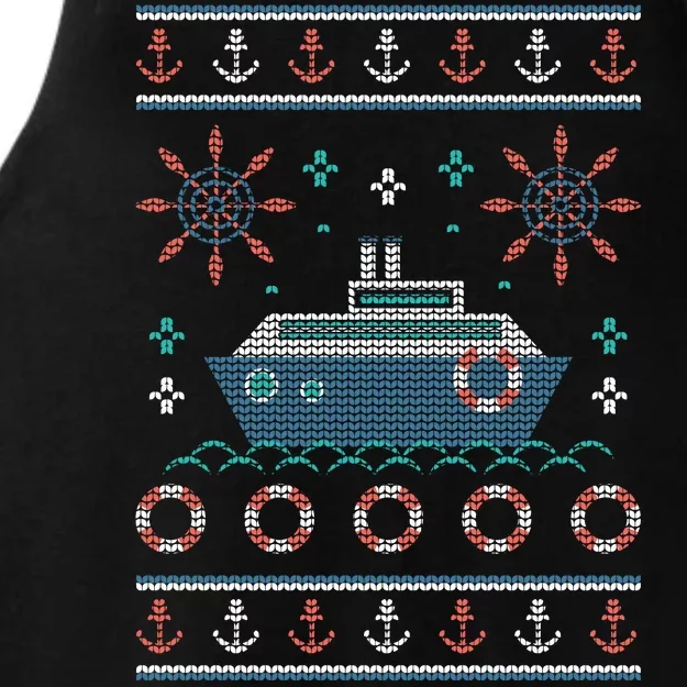 Nautical Ship Boat Ugly Christmas Sweater Ladies Tri-Blend Wicking Tank