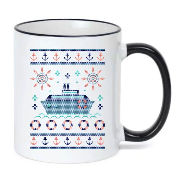 Nautical Ship Boat Ugly Christmas Sweater Black Color Changing Mug