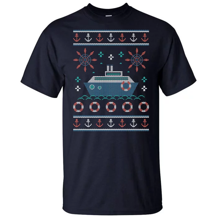 Nautical Ship Boat Ugly Christmas Sweater Tall T-Shirt