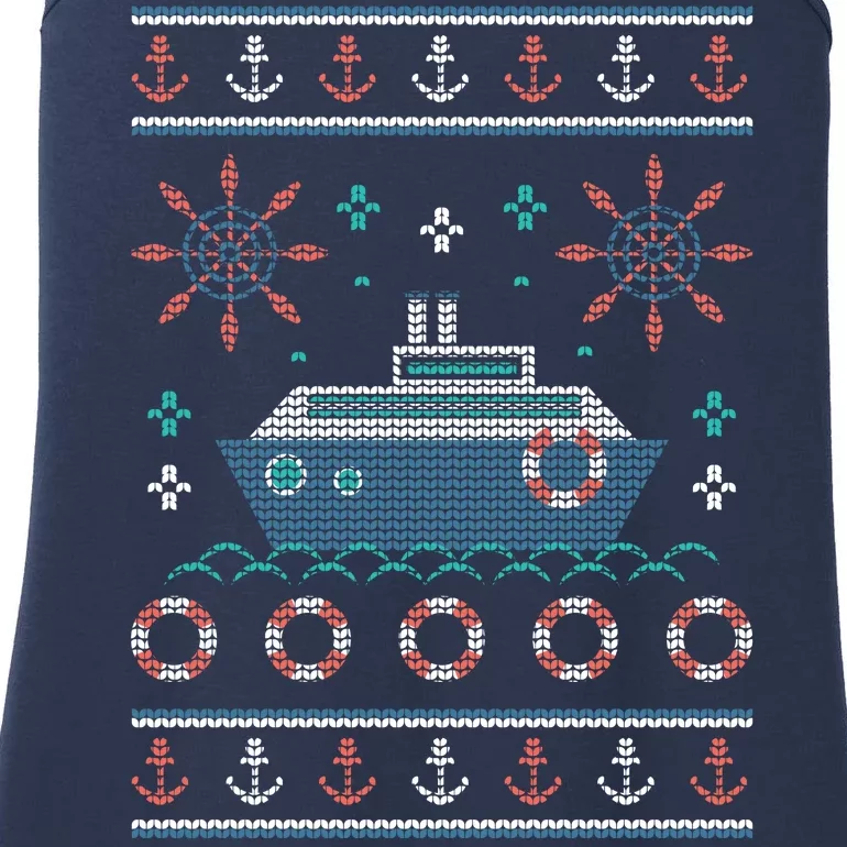 Nautical Ship Boat Ugly Christmas Sweater Ladies Essential Tank