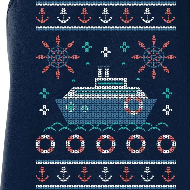 Nautical Ship Boat Ugly Christmas Sweater Women's Racerback Tank