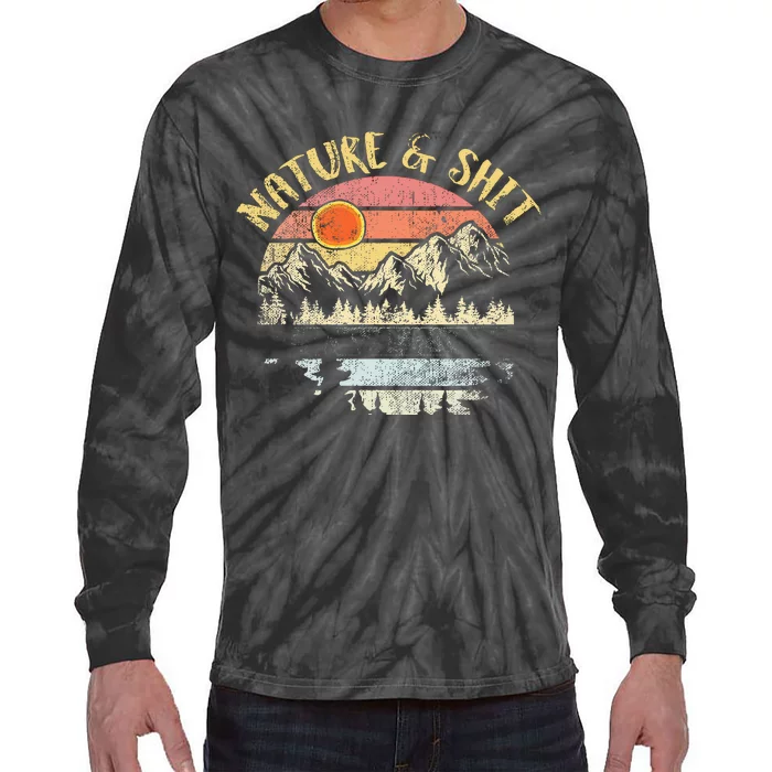 Nature AndShit Vintage Mountains Hiking Camping Tie-Dye Long Sleeve Shirt