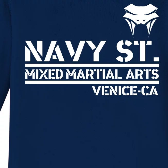 Navy St Mix Martial Arts Venice California Snake Logo Baby Long Sleeve Bodysuit