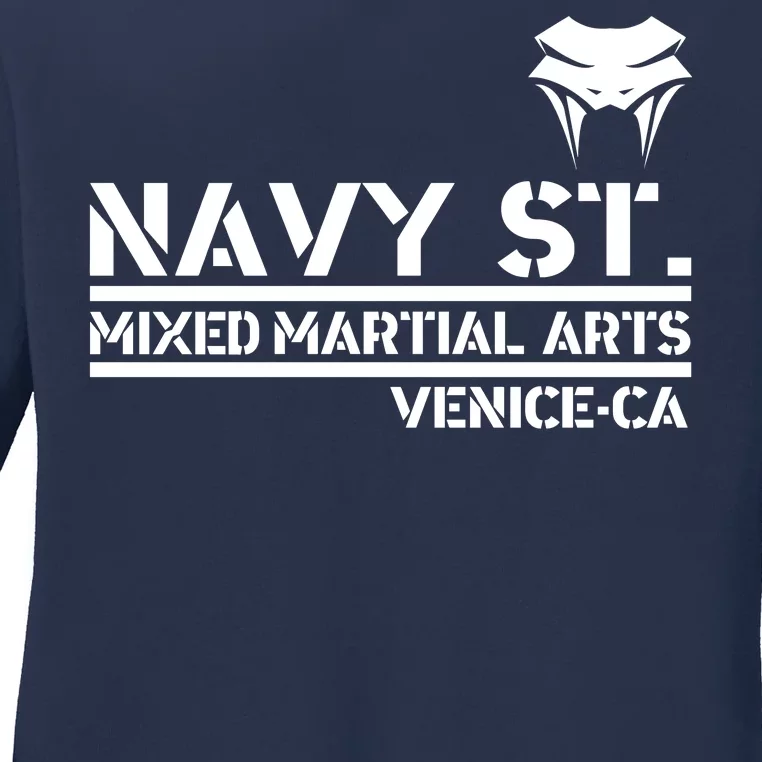 Navy St Mix Martial Arts Venice California Snake Logo Ladies Long Sleeve Shirt