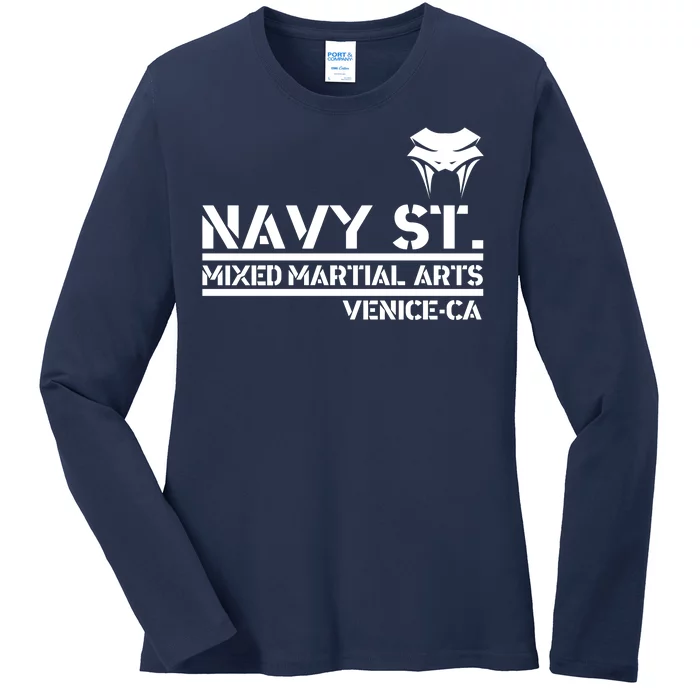 Navy St Mix Martial Arts Venice California Snake Logo Ladies Long Sleeve Shirt